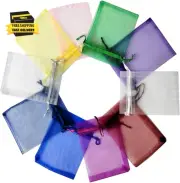10 Pcs Small Gift Bags, Mix Color Organza Bags 3X4 Inches, Mesh Drawstring Bag f