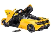 McLaren 720S Volcano Yellow with Black Top and Carbon Accents 1/18 Model Car by