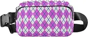[Amooorous] Purple Checkerboard Stylish Crossbody Bag Waist Packs for Women Men Waterproof Croose Body Purse with Adjustable Strap for Travel Gym Work, purple checkerboard, 1 size