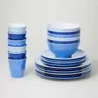 Barel Designs Classic Melamine 48 Piece Glacier Dinner Set - Cups, Bowls, Plates