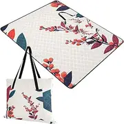 Yoogain Outdoor Blankets Sandproof Indoors Portable Blanket for Women 30s Picnic Items Minimalist Flowers Red Art 60x80in