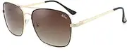 [LEE COOPER] Polarized Square Sunglasses for Men Women - Double Bridge Retro Sunnies, Gradient Lens
