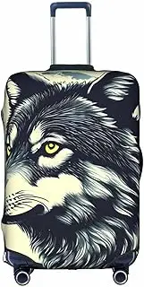 [FSCEV] Wolf Night Moon Trolley Suitcase Protective Cover Business Travel Luggage Protector Fashion 18-32 Inches, White, S