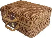 BESTOYARD 1Pc Woven Storage Box Retro Basket for Weddings Picnics Chic Photo Prop Stylish Design for Household Organization