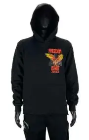 Fifth Loop FREEDOM IS NOT FREE Black Crop Pullover Hoodie Size Medium Brand New