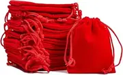 [Juvale] 50-Piece Jewelry Pouch Drawstring Bags - Velvet Cloth Storage Pouch for Jewelry Dice Favor Red 2.7 x 3.5 Inches