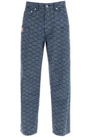 [KENZO] KENZO monkey workwear jeans with seigaiha print 31 Blue