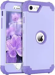 BENTOBEN iPhone SE 2022 Phone Case, iPhone SE 2020 Case, Heavy Duty 3 in 1 Full Body Rugged Shockproof Hybrid Hard PC Soft Rubber Bumper Drop Protective Girls Women 4.7 SE Cover, Light Purple/Lavender