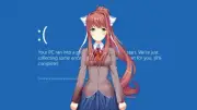 Anime girls doki literature club monika blue screen of Playmat Gaming Mat