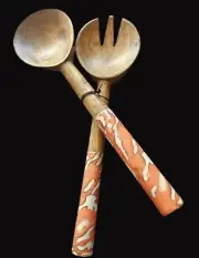 WOOD SALAD/SERVING SPOONS ~ Set of Two (2) Spoons