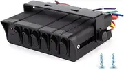 6 Gang Rocker Switch Box Controller 3P Red Light Universal On-Off Car RVs Marine Boat Yacht