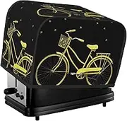 yellow bike Toaster Cover 2 Slice Bread Machine Covers Waterproof Universal Size Kitchen Small Appliance Cover with Hang Loop, Dust and Fingerprint Protection