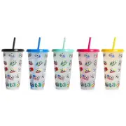 Color-Changing Water Bottle Football Drinking Cup with Straw Plastic-Tumblers