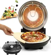 Electric Pizza Maker, Nonstick Pizza Oven with Adjustable Temperature, Rapid Heating Up to 420°C, Perfect for Pancake/Quesadillas/Cookies,Black