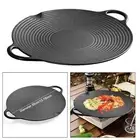 BBQ Grill Pan with Double Handles Thickened Round Griddle for Rvs Home Party