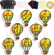 QOUBAI 32 Sets Suncatchers Craft Kit DIY Hot Air Balloon Window Stained Glass Effect Paper Crafts for Home School Classroom Decor Creative Art Projects Activity Kid Birthday Gifts