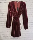 Nwt Gianni Bini Leighton Burgundy Velvet Wrap V Neck Dress SZ X SM