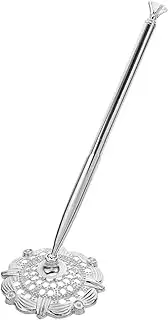 TEHAUX Silver Plated Diamond Decorative Pen Fixed Desk Counter Stand Business Pen for Men Office Signature Writing Tool