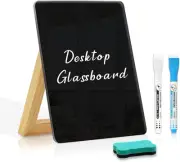 QUEENLINK Desktop Black Glass Dry Erase Board, Small Glass Whiteboard with Ad...