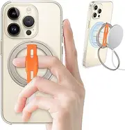 EWA MagOne 2nd Gen [Compatible with MagSafe] Phone Grip Stand with Replaceable Silicone Finger Strap, Removable Magnetic Ring Holder Kickstand Loop, for iPhone 15, 14, 13 Pro/Max/Plus (Champagne)