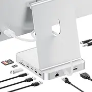 PULWTOP 11 in 1 USB C Hub for iMac 24 inch 2021 2023 2024 USB Hub Docking Station Support M.2 SSD (NOT Included), iMac M1 M3 M4 Accessories, 4K HDMI, 2.5G Ethernet, 5 USB A/C 3.2 10Gbps, SD/TF, Silver