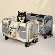 Pawz Pet Carrier 4 Wheel Rolling Foldable Cat Dog Stroller Travel Bag Max 50kg
