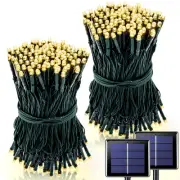 2 Pack Each 200 LED Solar Christmas Lights Outdoor, 75.5 Ft Warm White Solar ...