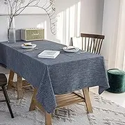 Waterproof Cotton Linen Tablecloths Rectangle Dining Table Cloth, Wipe Clean Indoor & Outdoor Table Cover for Buffet Party and Banquets, Wrinkle Resistant（54"x86"） Navy