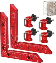 Aluminum Alloy 90 Degree Positioning Squares Right Angle Clamps Corner Clamp Carpenter Tool for Woodworking Picture Frame Box Cabinets Drawers 2pcs Squares(140mm/5.5")+ 4sets Clamp Block
