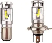 HAN-Store 1PCS H4 BA20D Motorbike Led Headlight Bulb 2 Sides Bule Eye Low Beam High Beam White Light Fit for Motorbike LED Lamps 12V 4000LM (Lumens : BA20D)