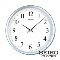 在飛比找momo購物網優惠-【SEIKO 精工】輕盈感空氣色彩指針壁掛鐘-藍框/紫框(S