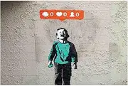 Banksy(Crying Boy) Famous Oil Paintings Reproduction Giclee Canvas Prints on Canvas Artwork Pictures on Canvas Wall Art for Home Office Decorations(90x135cm_35x53in,Unframed)