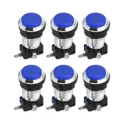 Game Push Buttons Game Round Push Switches Blue LED Light 33mm/12V/6 Pcs