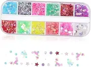 LIGHTAOTAO Nail Glitter Flakes for Manicure Crafting Chunky Glitter for Nail Art Epoxy Resin Projects and Scrapbooking Box Included