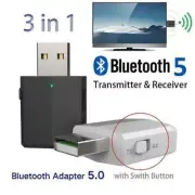 3in1 Bluetooth 5.0 USB Audio Transmitter Receiver Adapter Wireless for Car TV PC