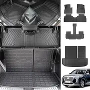 Xipoo Cargo Liner Compatible with 2020-2025 Hyundai Palisade Rear Trunk Mat with Backrest Mat Floor Mat Replacement for Hyundai Palisade Accessories (Rear Trunk Mat with Backrest Mat+Floor Mat)