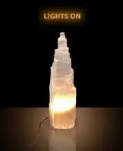 1x Selenite Skysraper Tower Lamp Crystal Healing Wellness 40cm - Large Size