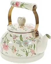 CONGARTENO Retro Enamel Tea Kettle Stovetop Kettle for Daily Use for Tea Coffee Lovers for Gas Induction Cookers Easy to Clean for Family Health