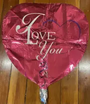 Fuschia Hot Pink I Love You 18" Heart Shaped Mylar Party Balloon