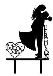 "Mr & Mrs+Last Name+Bride & Groom" Name Cake Topper Acrylic Other Colours Avail