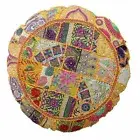 40" Round Floor Decorative Pillow Cover Yellow Patchwork Cushion Covers