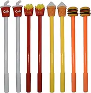 Maydahui 12PCS Fun Food Gel Pen Cartoon Hamburger French Fries Ice Cream Cone Coke Black Ink for Office School Desk Decor Accessories
