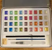 36 Pearlescent Watercolor Paint Set w/brushes, Sponge