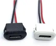 1-10pcs USB Type C 2pin Connector Jack Female Type-C with Card Buckle 3A Fast Charging Jack Port USB-C Charger Plug Socket(White,2pcs)