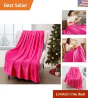 Modern 50x60 Fleece Throw Blanket - Plush Hot Pink for Travel & Everyday Comfort