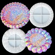 2PCS Bubble Tray Resin Mold, Silicone Tray Coaster Mold Epoxy Resin Casting Mould Cute Jewelry Trinket Plate Candle Holder Mold DIY Resin Polymer Clay Art Craft Supplies Home Decor Ideal Gift