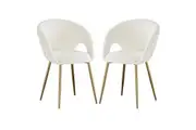 Jazlyn Boucl Gold Legs Dining Chair (Set of 2) - Cream - Cream