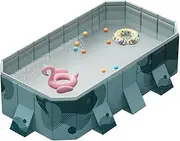 YUEWO Foldable PVC Swimming Pool Hard Plastic Shell Portable Swimming Pool for Adults Blow Up Pool for Family Garden Backyard (3m/118in)