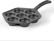 Cast Iron Danish Aebleskiver Pan, Preseasoned Cast Iron Cookware for Pancake Puffs, Makes 7 Pancake Balls by Commercial Chef