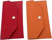 ROMISBABA Elegant Leather Card Holder Wallet 2 Sets Pu Cash Envelopes Credit Card Folder Travel Receipt Organizer Coin Envelope for Organizing Finances